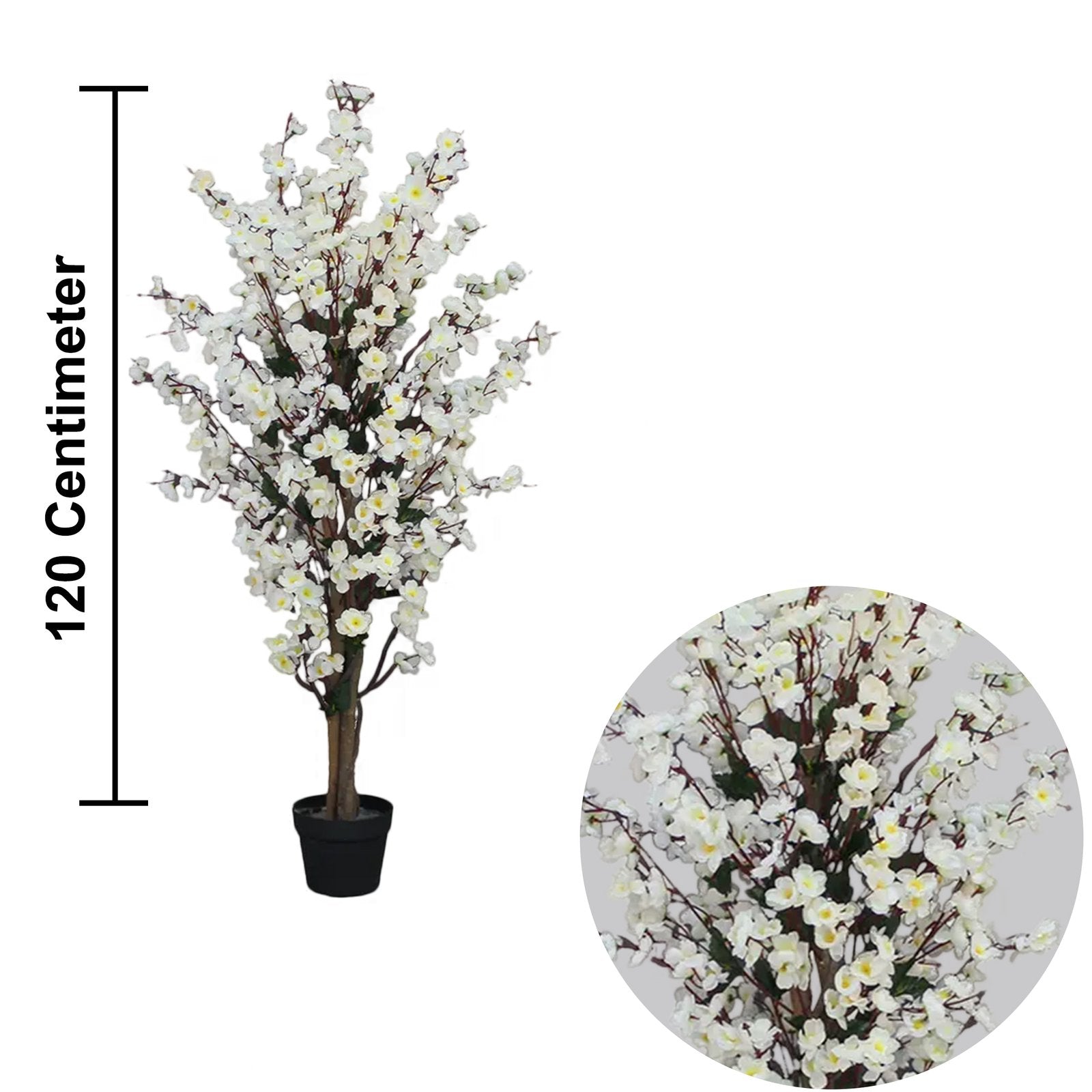 Winter Sweet Artificial Plants With Basic White Pot ||120cm Height