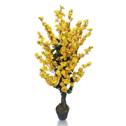 Winter Sweet Yellow Artificial Plants With Basic White Pot