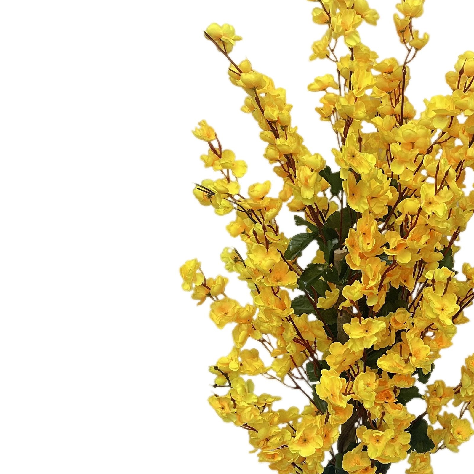 Winter Sweet Yellow Artificial Plants With Basic White Pot