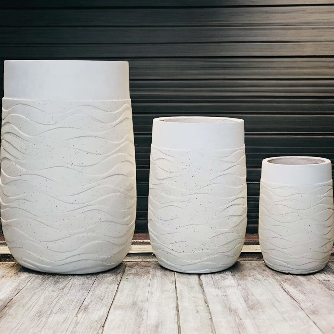 Enutrof Wave Ripple Textured Tall Planter Pot Enutrof Decor