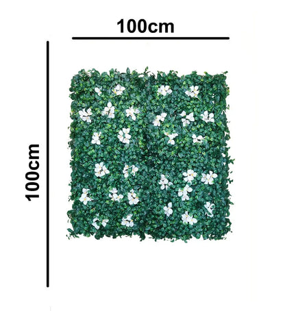 Artificial Green Wall Grass With Pretty White Flowers|| Vertical Wall Garden || Size: 1mtr x 1mtr || No:11/03 My Store