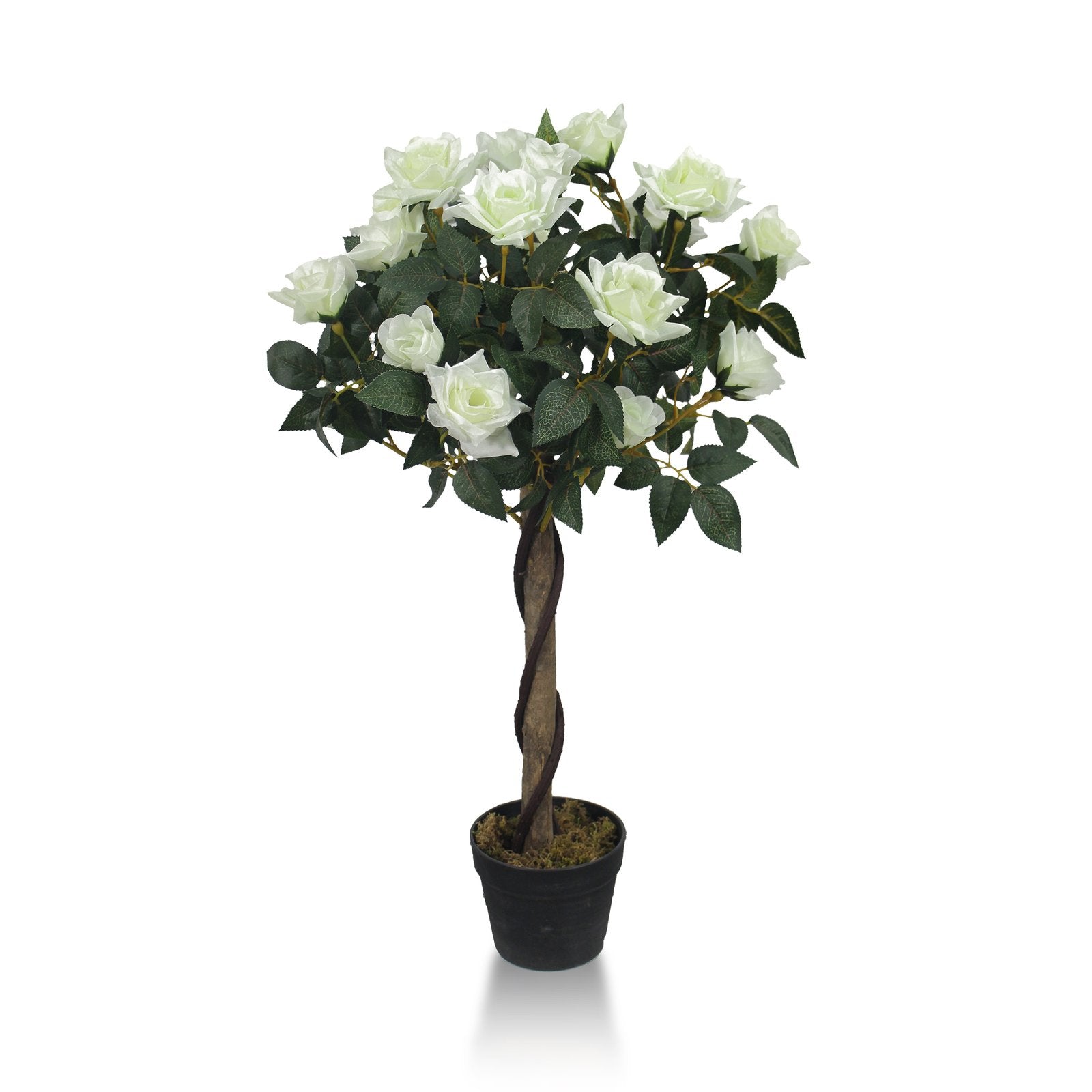 White Rose Artificial Plant With Basic White Pot || 90cm Height