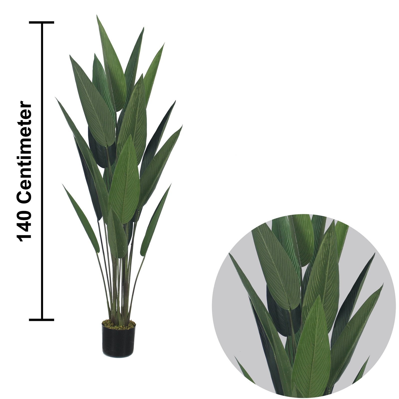 Birds of Paradise Artificial Plant With Basic White Pot || 140cm Height