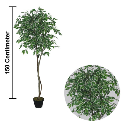 Elegant ficus tree Artificial Plants With Basic White Pot