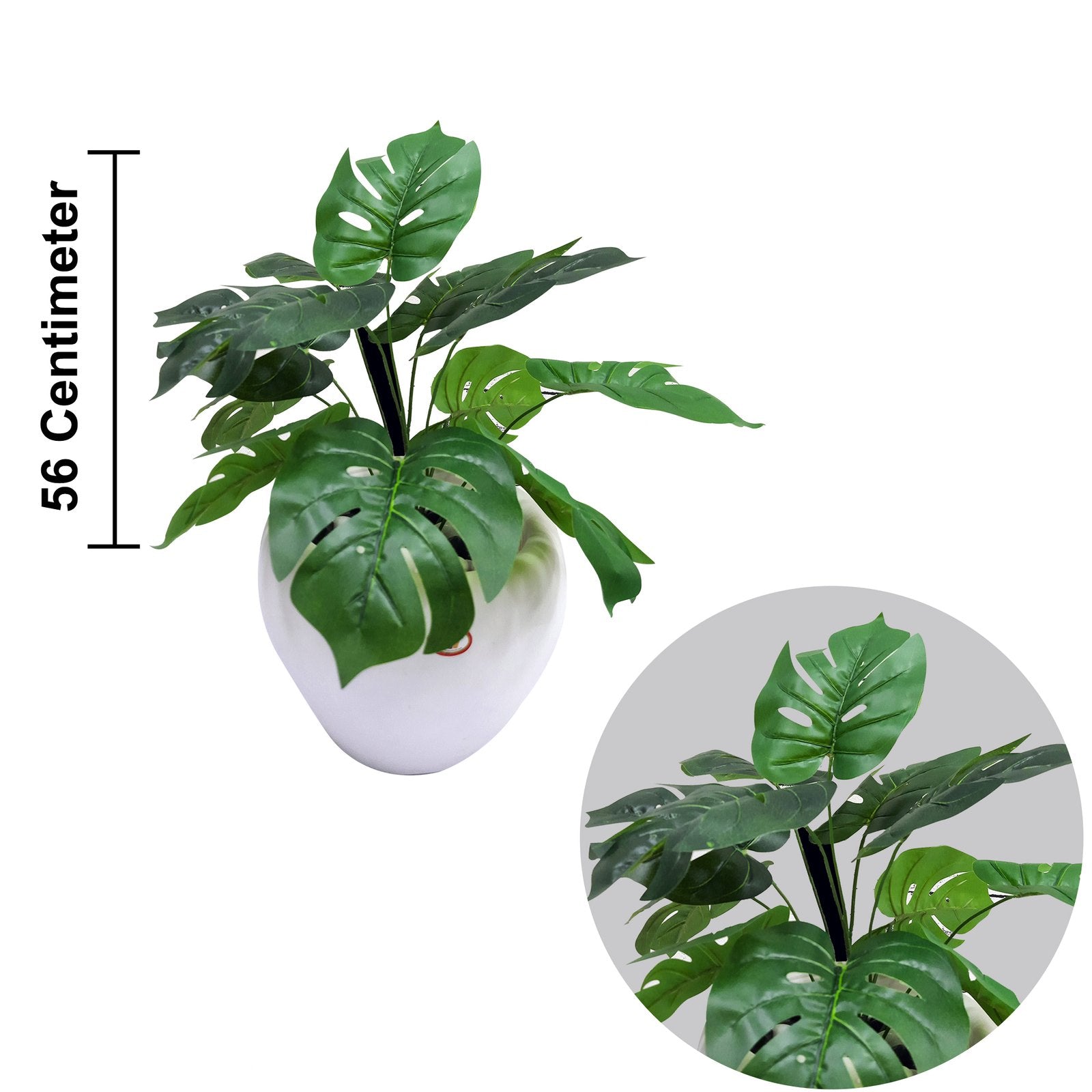 Swiss cheese Plant Real Touch Artificial Plant With Basic Pot|| Size:56 Cm(pack of 2)