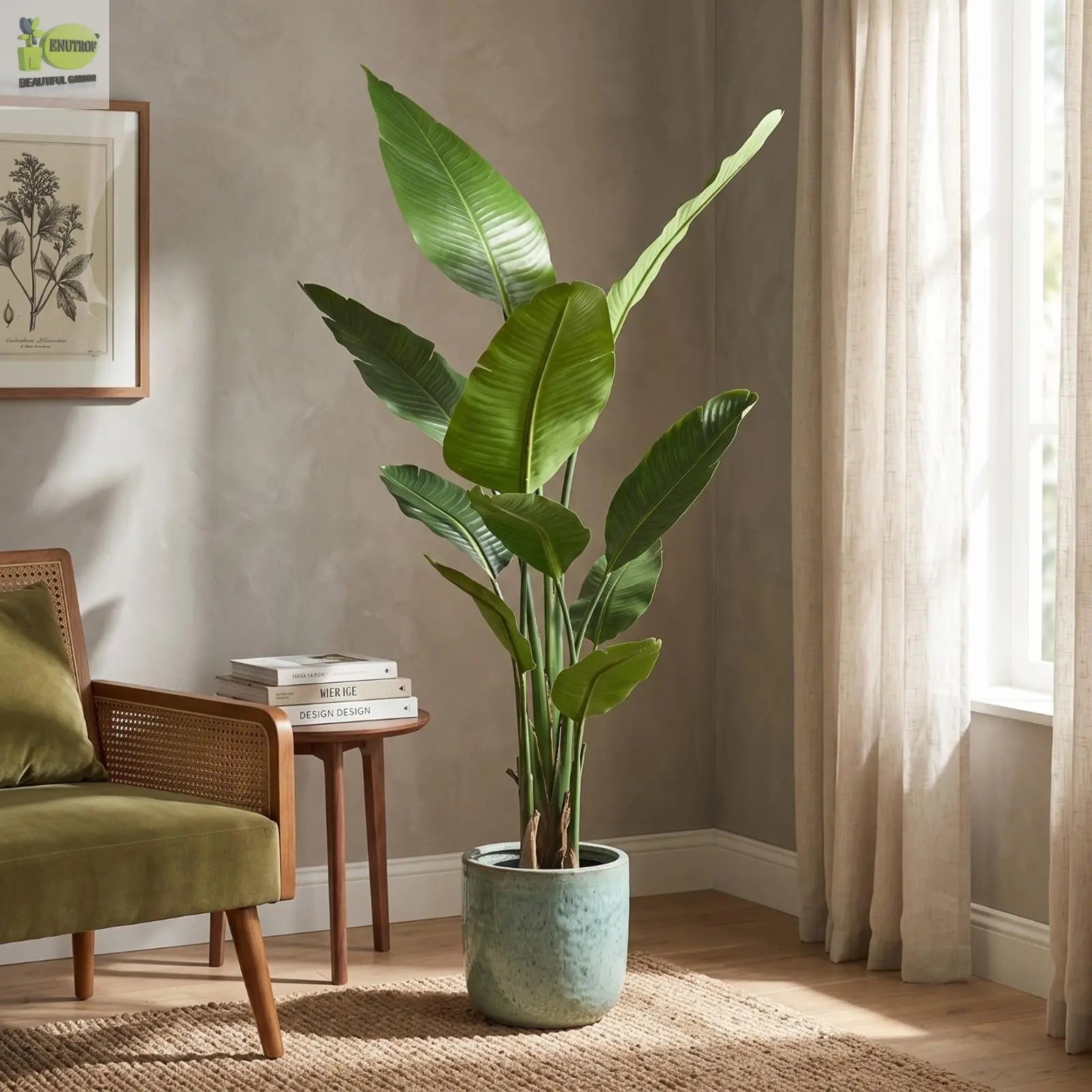 5 ft Artificial Banana tree | Realistic Tropical Indoor Décor Enutrof Decor