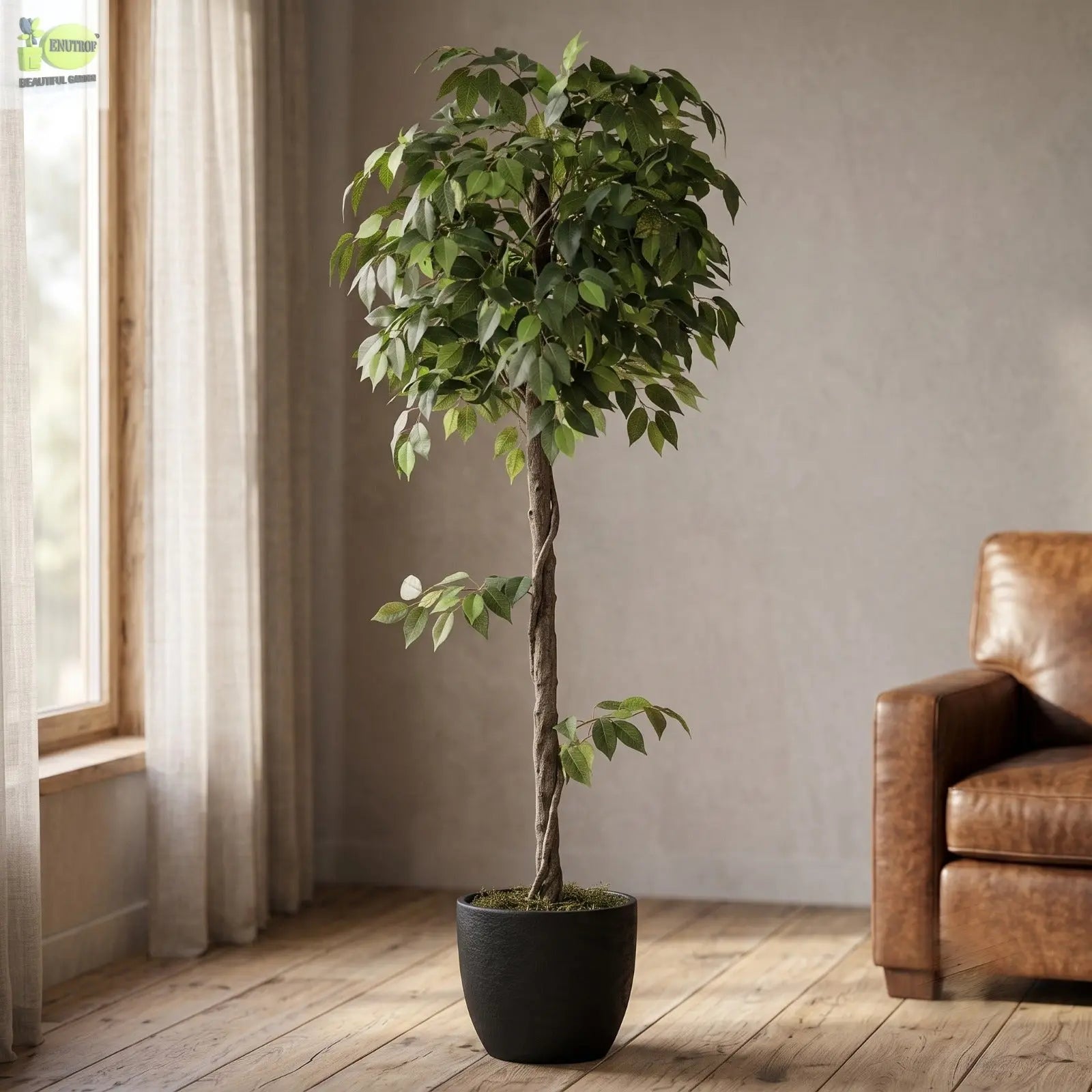 5 ft Artificial Ficus Plant | Realistic Indoor Green Tree Décor Enutrof Decor