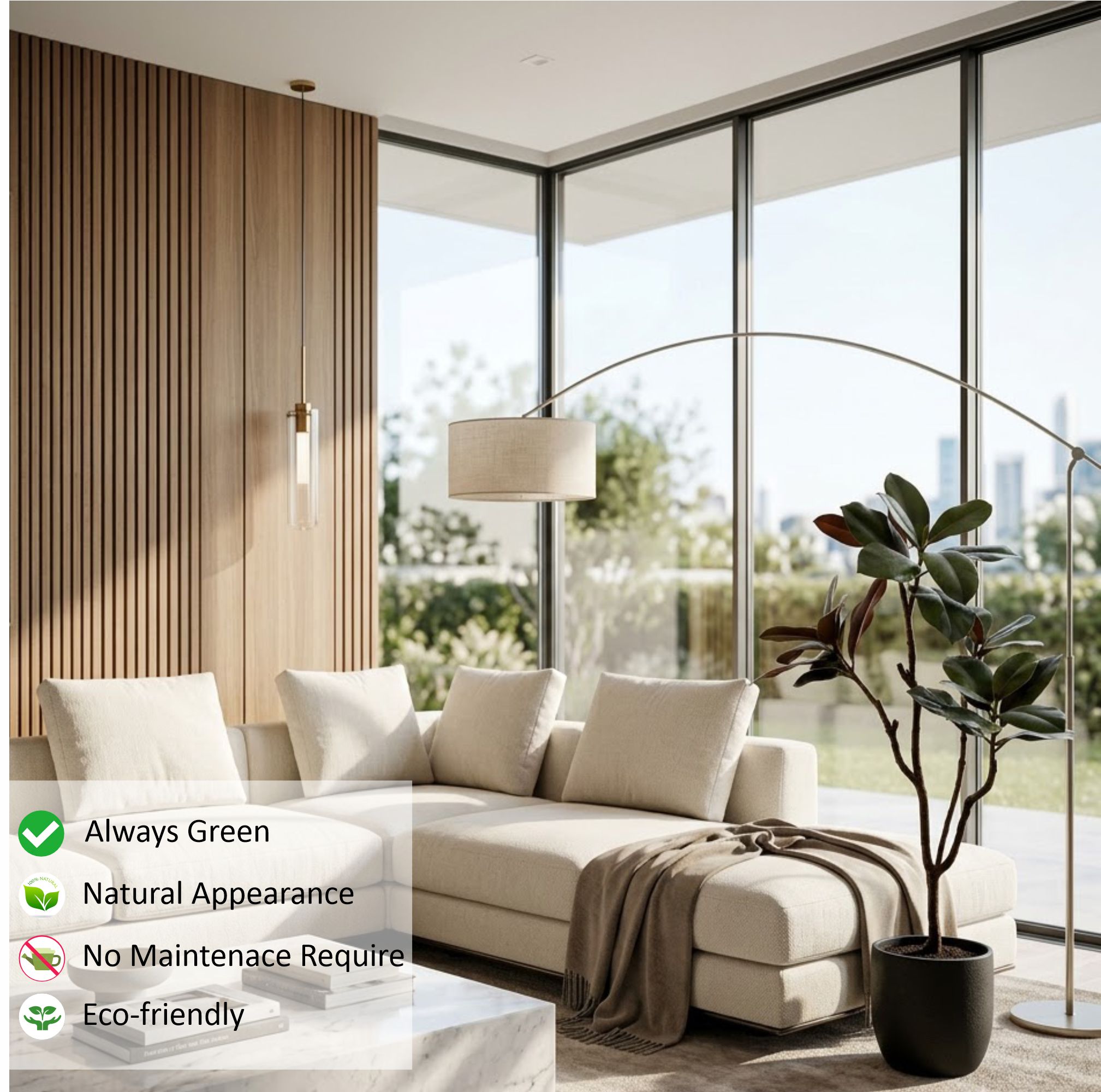 ENUTROF Artificial Rubber Tree Dark Leaf – 120cm Ficus Elastica Fake Plant for Modern Decor ENUTROF