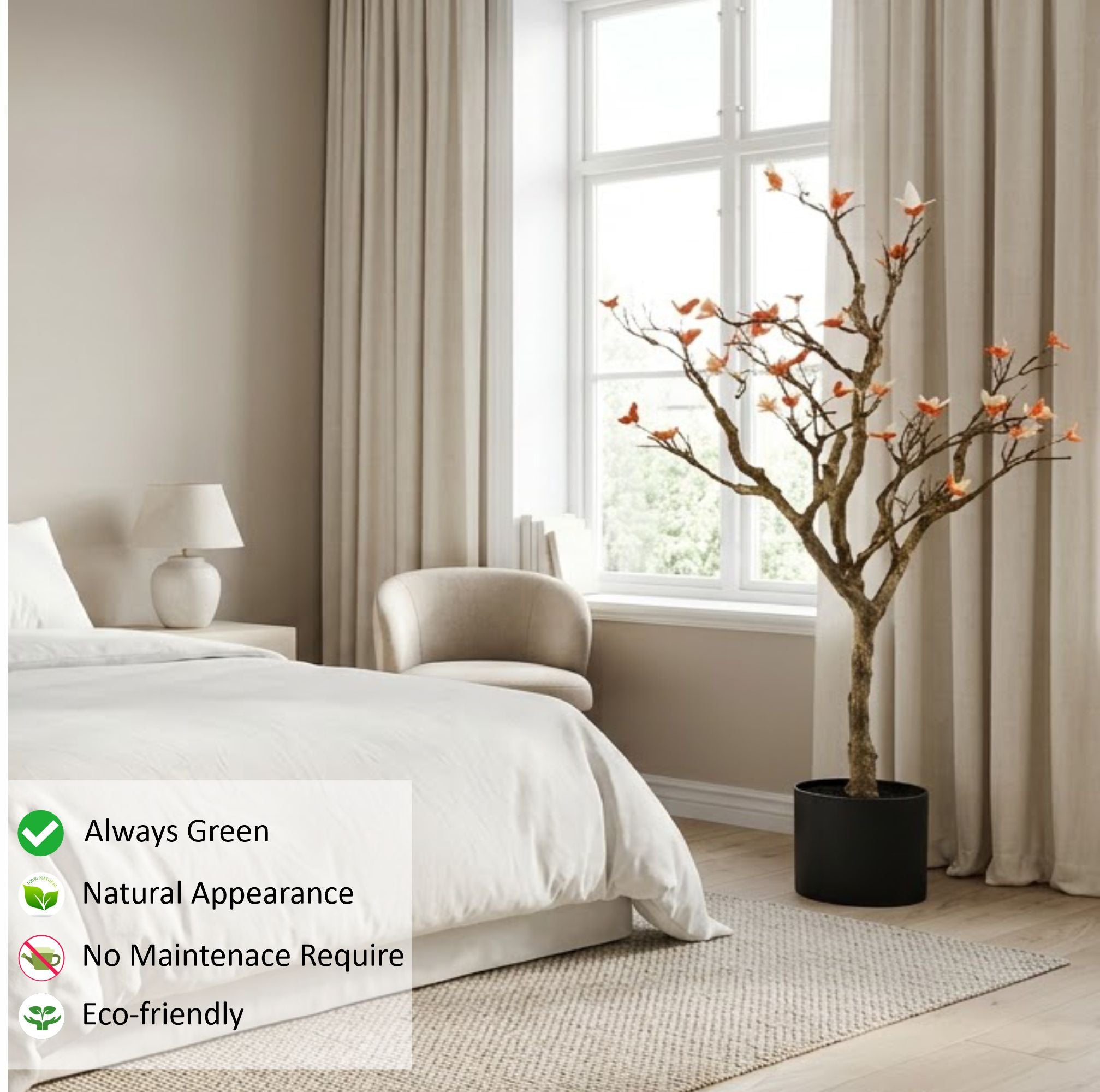ENUTROF Artificial Cherry Blossom Bare Branch Tree – 120cm Fake Sakura Plant for Home Decor ENUTROF
