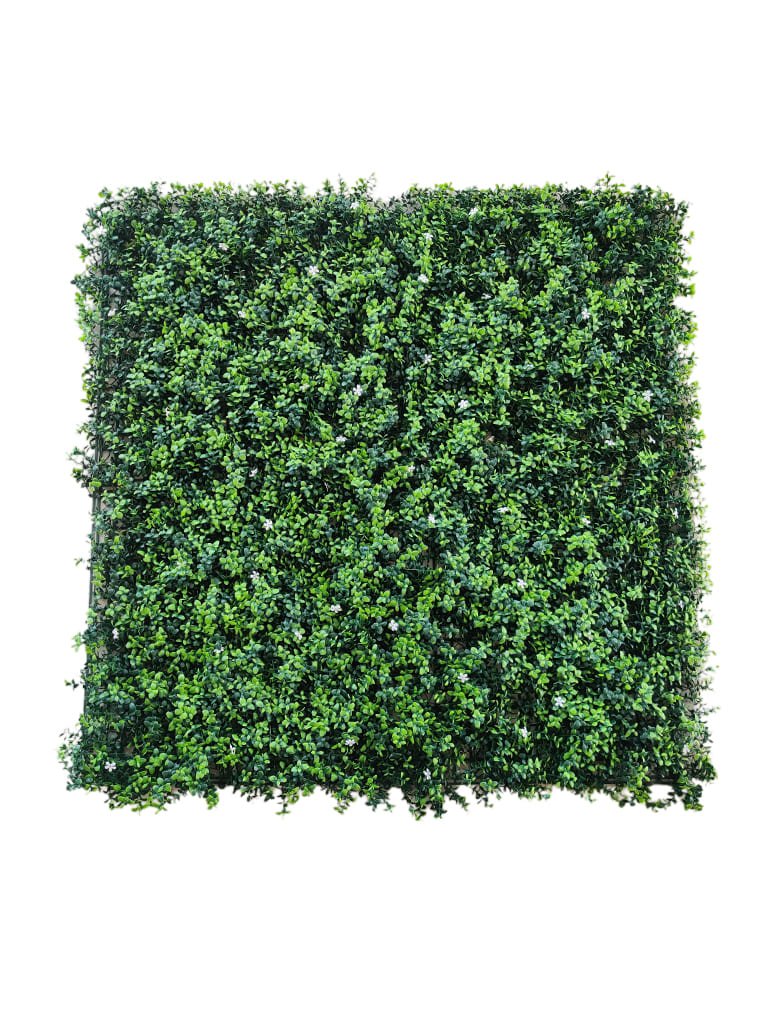 Artificial Wall Green Grass With White Flowers|| Vertical Garden Wall || Size: 1mtr x 1mtr || No:11/05