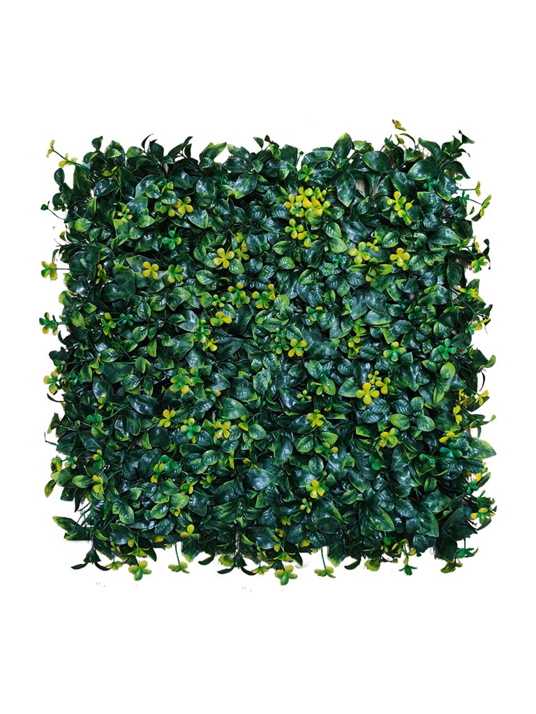 Artificial Green Wall Grass With Yellow Flowers || Vertical garden Wall || Size: 50cm x 50cm || No: 55/05