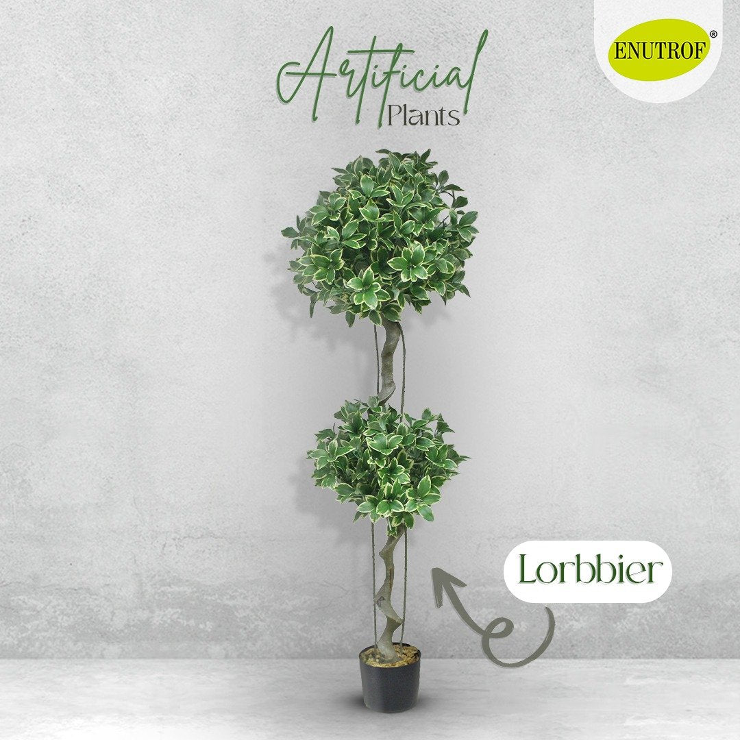 Lorbeer Artificial Tall Plant With Basic White Pot