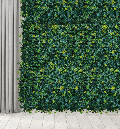 Artificial Green Wall Grass With Yellow Flowers || Vertical garden Wall || Size: 50cm x 50cm || No: 55/05