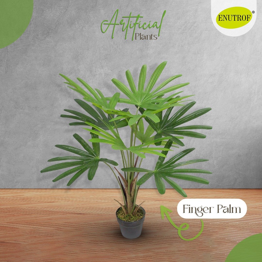 Finger Palm Artificial Plants With Basic White Pot ||80cm Height