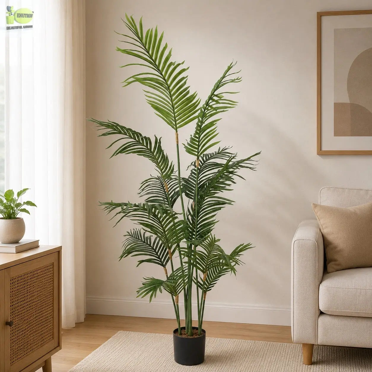6 ft Artificial Areca Palm Plant | Realistic Tall Tropical Indoor Décor Enutrof Decor