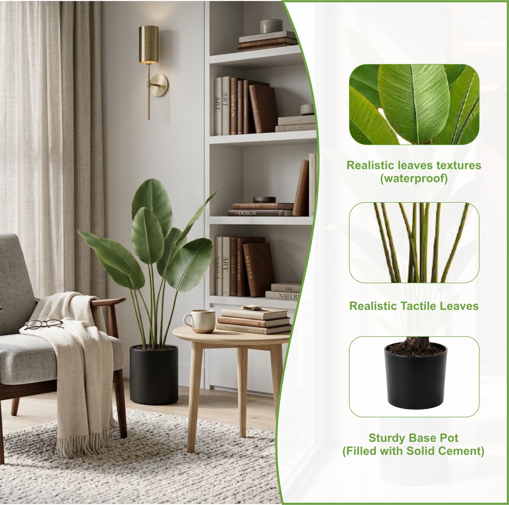 ENUTROF Artificial Bird of Paradise Plant – 120cm Fake Strelitzia for Living Room Decor ENUTROF
