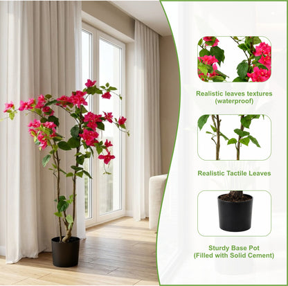 ENUTROF Artificial Pink Bougainvillea Plant – 120cm Fake Flowering Tree for Home & Event Decor ENUTROF