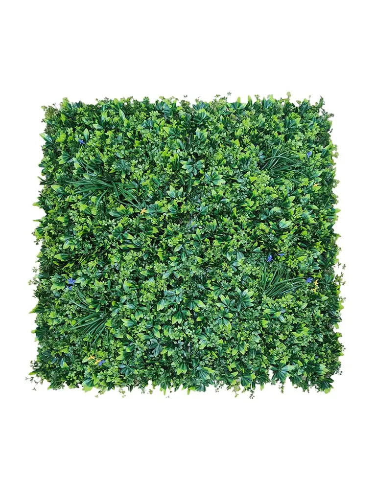 Artificial Green wall Grass With Blue Flowers|| Vertical Garden for Wall || Size: 1mtr x 1mtr|| No:11/06 My Store