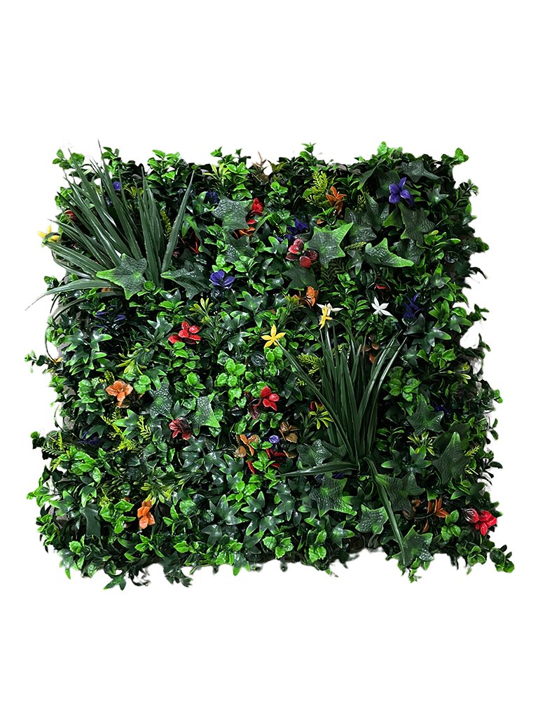 Artificial Wall Grass With Colourful Flowers || Vertical Wall Garden || Size:50cm x 50cm || No:55/06