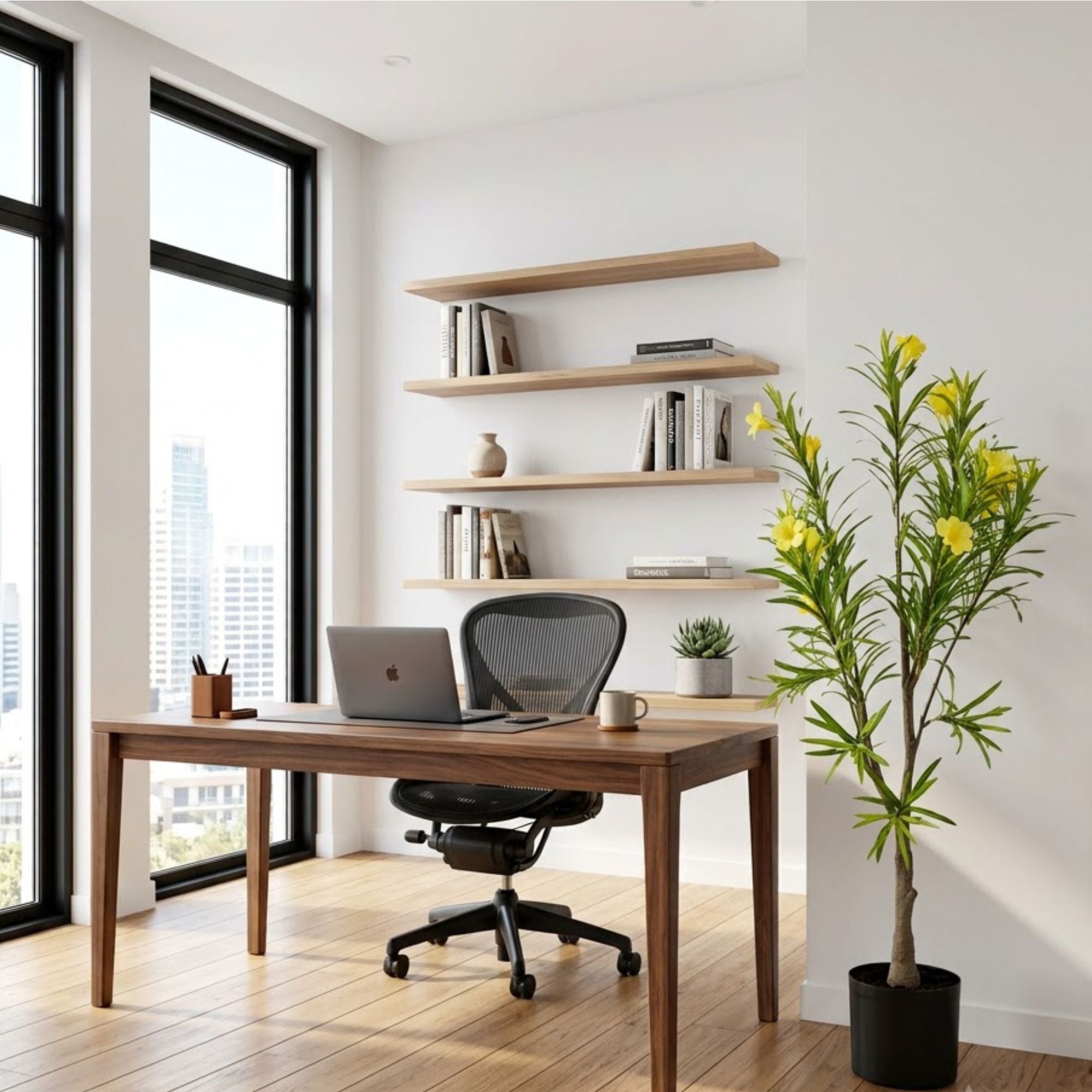 ENUTROF Artificial Yellow Flowering Oleander Tree – 120cm Fake Blooming Plant for Home Decor ENUTROF