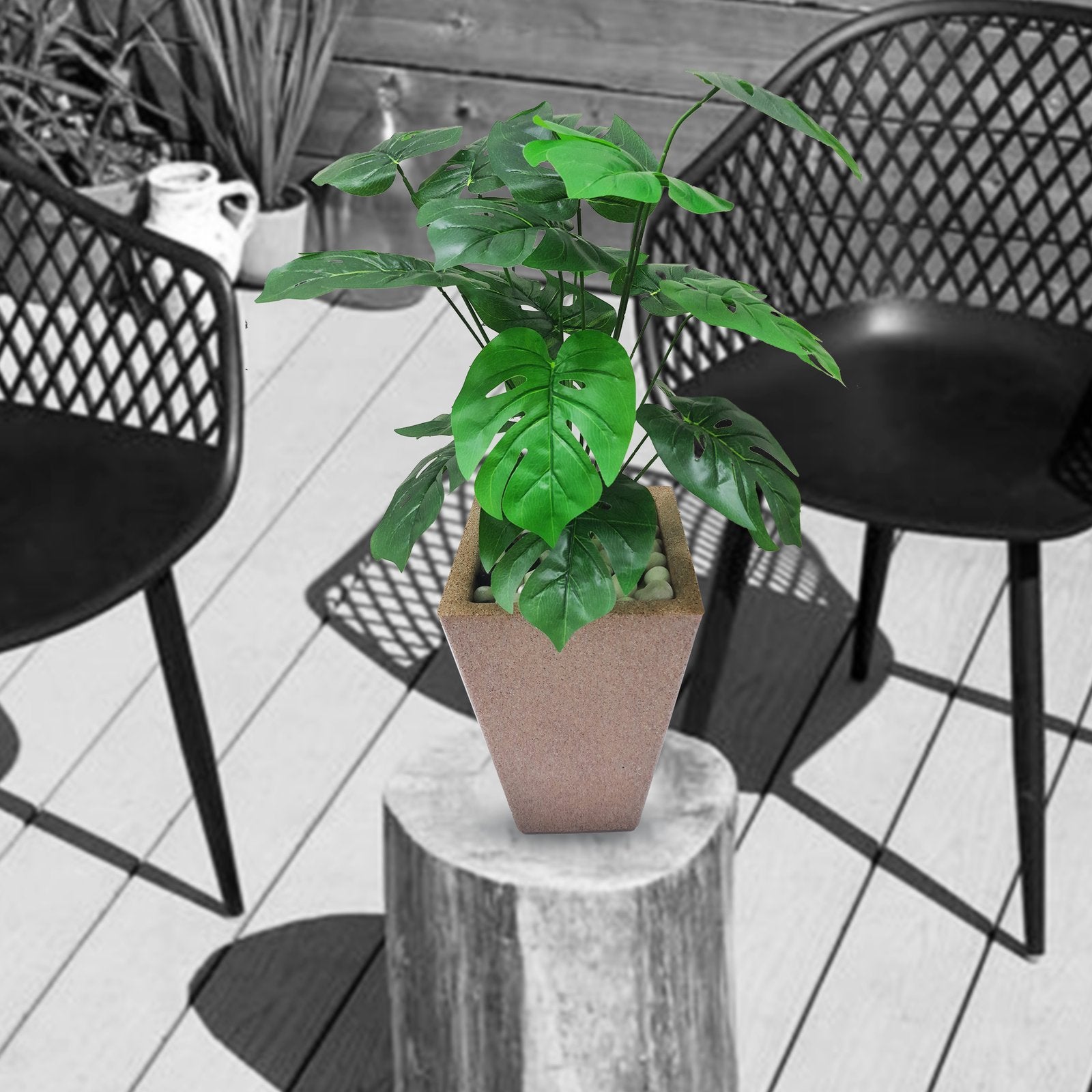 Philodendron Artificial plant With Basic White Pot|| Size:70 cm Height