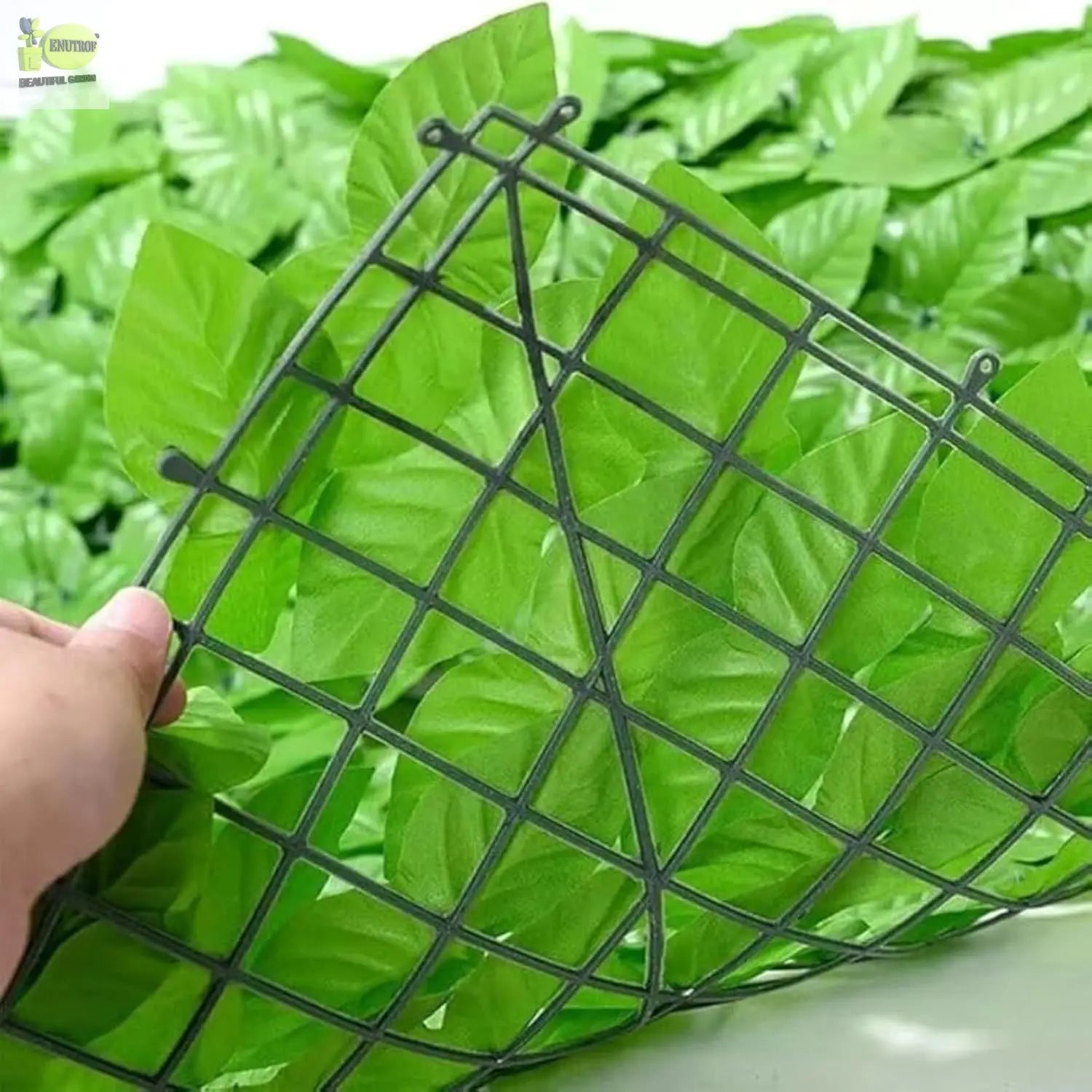 Artificial Ivy Leaf Fence Screen – Faux Privacy Hedge Panel, 3.3ft x 10ft (1m x 3m) Greenery Wall Cover Enutrof Decor