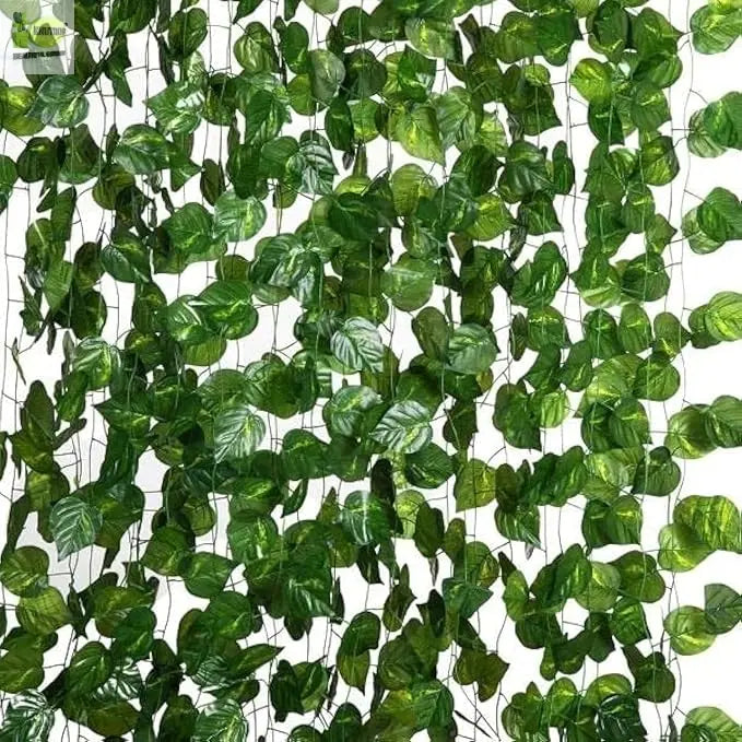 Artificial Money Plant Garland Vine – 7.2ft Hanging Leaf Creeper, Pack of 12 | Fake Pothos Ivy Decor Enutrof Decor