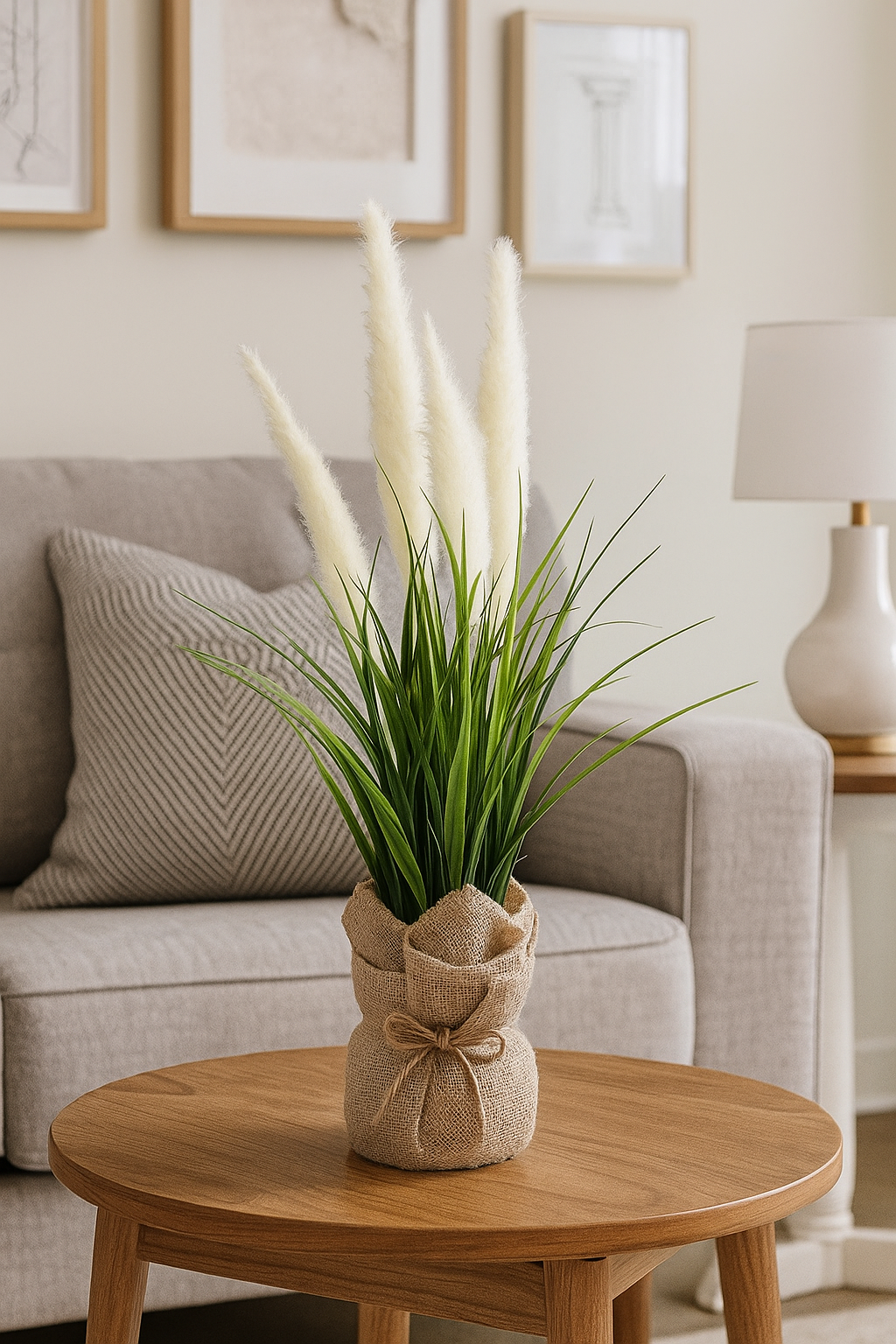 Plastic Bonsai with Sack | Onion Grass Artificial Table Décor (48 CM) Enutrof Decor