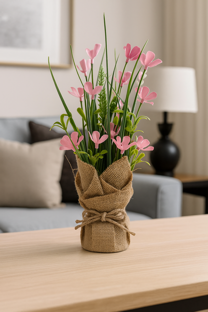 Cloth Small Flower with Sack | Rustic Artificial Floral Table Décor(31 cm) Enutrof Decor