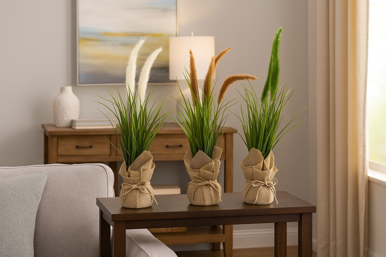 Plastic Bonsai with Sack | Onion Grass Artificial Table Décor (48 CM) Enutrof Decor