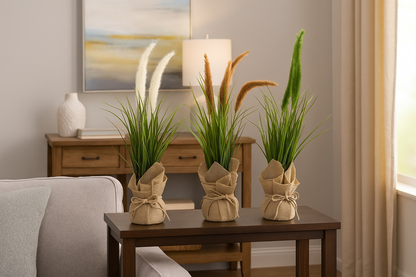 Plastic Bonsai with Sack | Onion Grass Artificial Table Décor (48 CM) Enutrof Decor