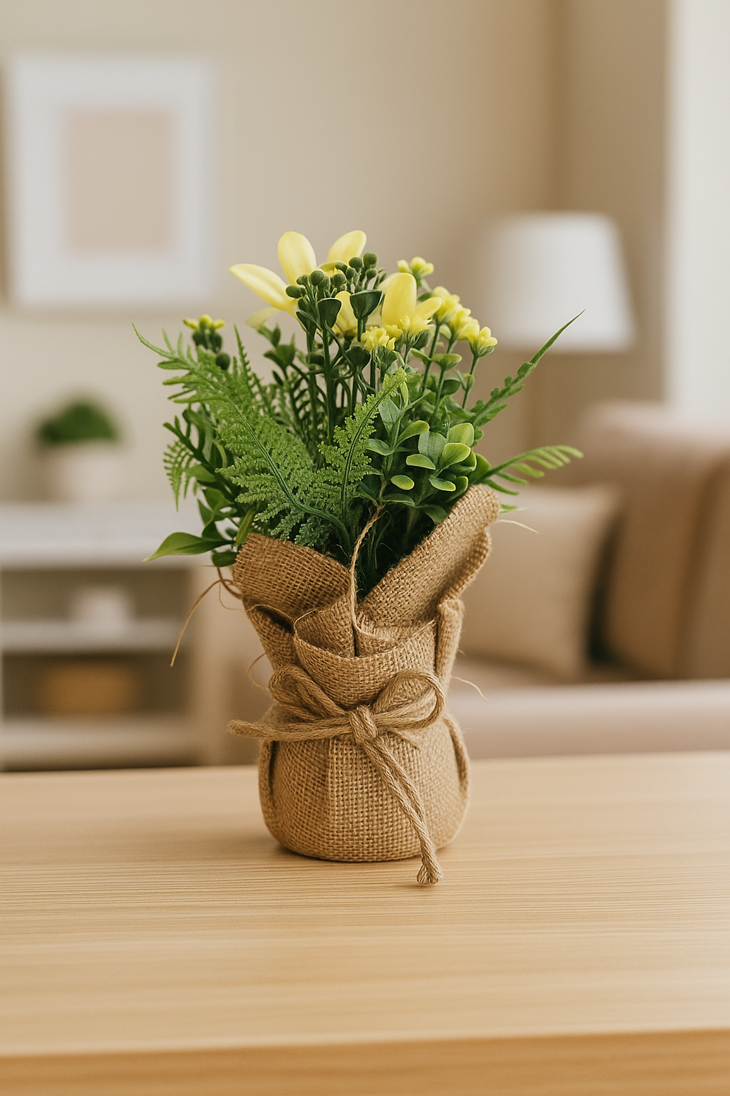 Cloth Bonsai with Sack | Rustic Artificial Table Décor(20 cm) Enutrof Decor