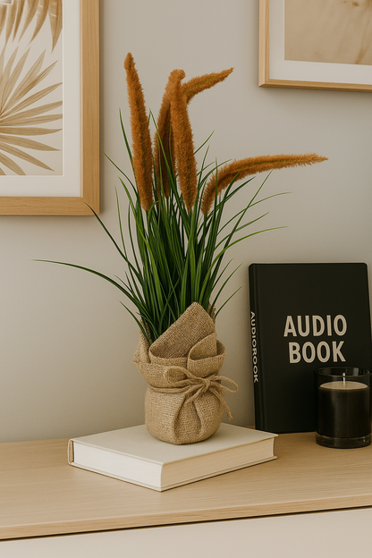 Plastic Bonsai with Sack | Onion Grass Artificial Table Décor (48 CM) Enutrof Decor