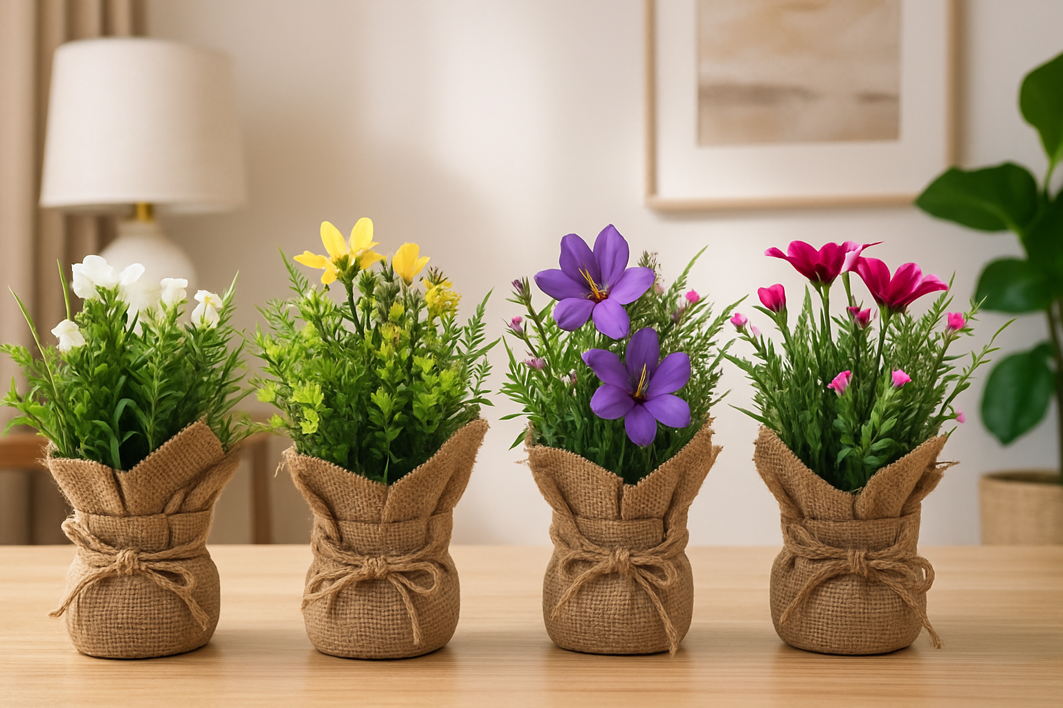 Cloth Bonsai with Sack | Rustic Artificial Table Décor(20 cm) Enutrof Decor