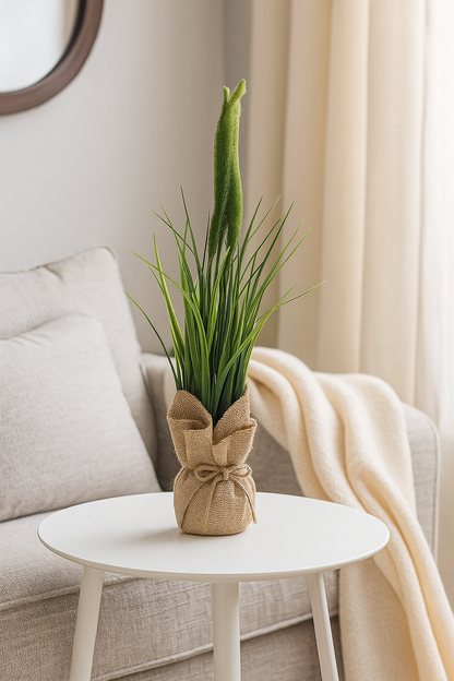 Plastic Bonsai with Sack | Onion Grass Artificial Table Décor (48 CM) Enutrof Decor