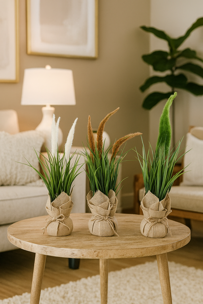 Plastic Bonsai with Sack | Onion Grass Artificial Table Décor (48 CM) Enutrof Decor