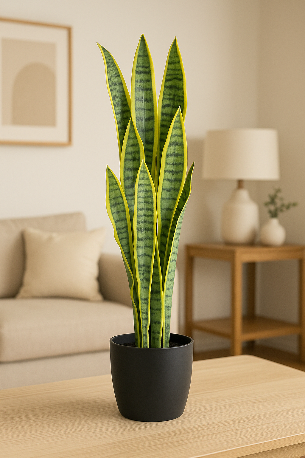 Sansevieria Artificial Plant (Snake Plant) with Pot (65 cm) Enutrof Decor