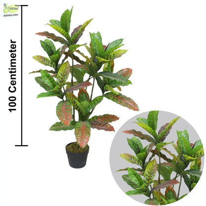 Codiaeum Artificial Plants With Basic White Pot ||100cm Height My Store