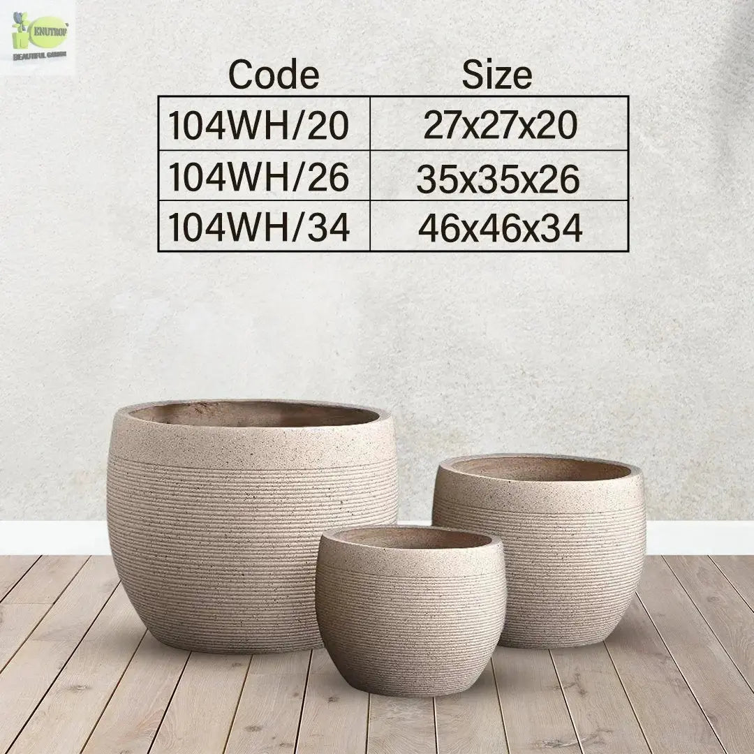 Cream Fiber Pot With Line My Store