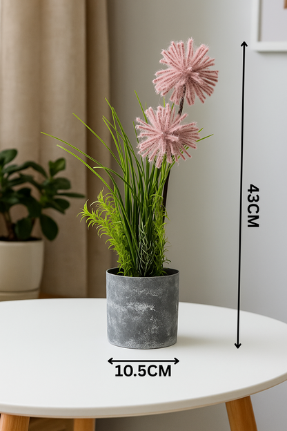 Plastic Flower with Gray Pot | Modern Artificial Table Décor(43 CM) Enutrof Decor