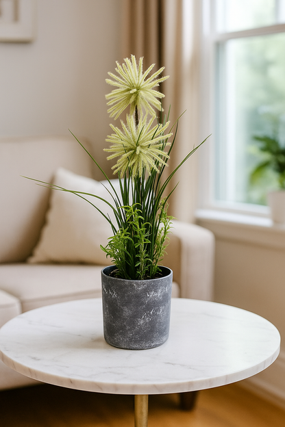 Plastic Flower with Gray Pot | Modern Artificial Table Décor(43 CM) Enutrof Decor