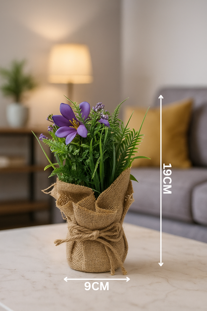 Cloth Bonsai with Sack | Rustic Artificial Table Décor(20 cm) Enutrof Decor