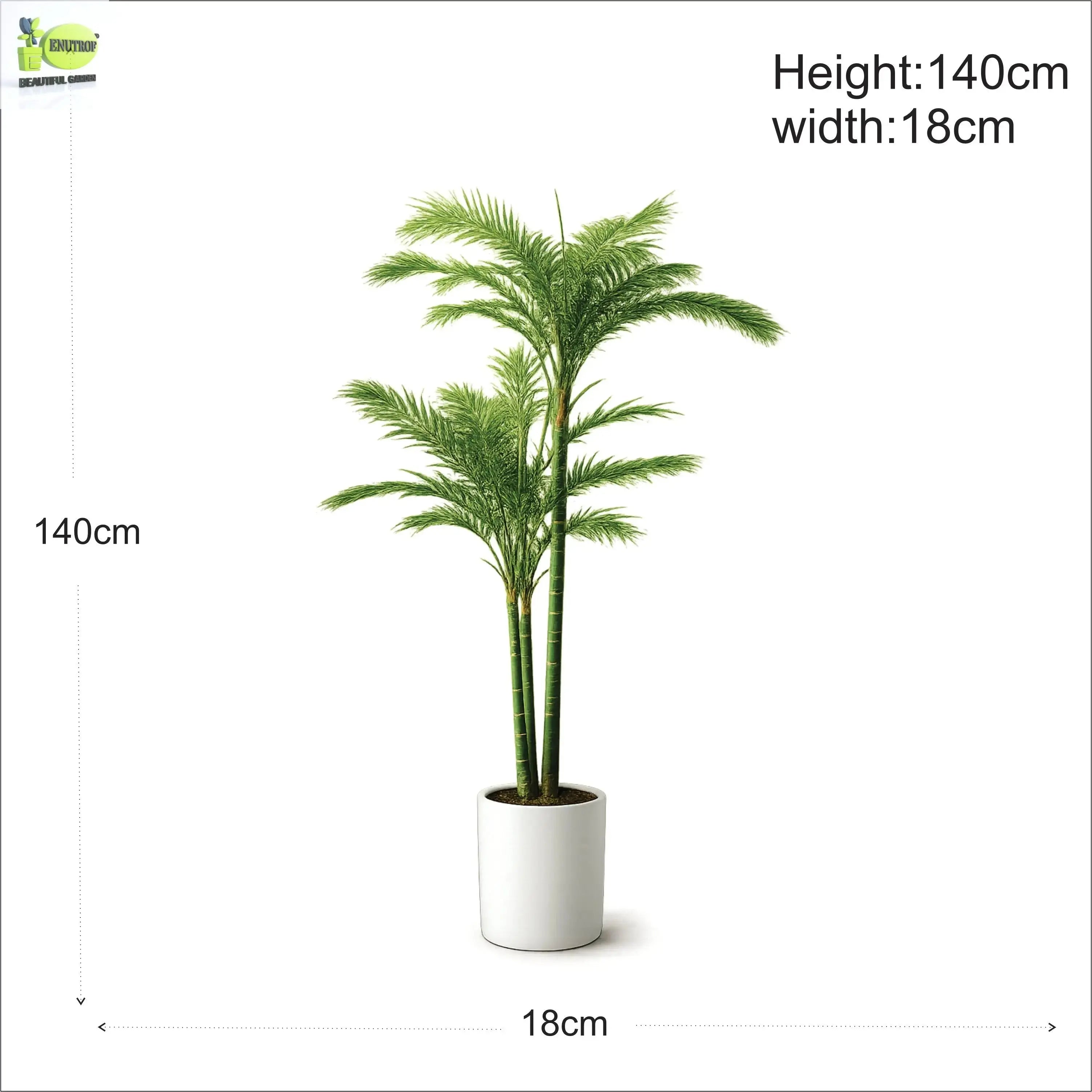 ENUTROF Artificial Areca Palm Plant – 140cm Fake Tropical Indoor Palm for Home & Hotel Decor ENUTROF