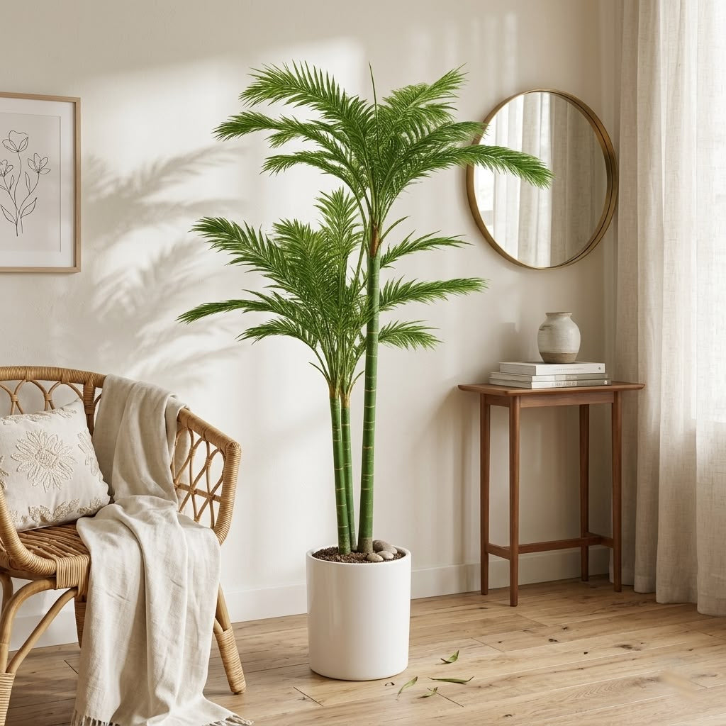 ENUTROF Artificial Areca Palm Plant – 140cm Fake Tropical Indoor Palm for Home & Hotel Decor ENUTROF