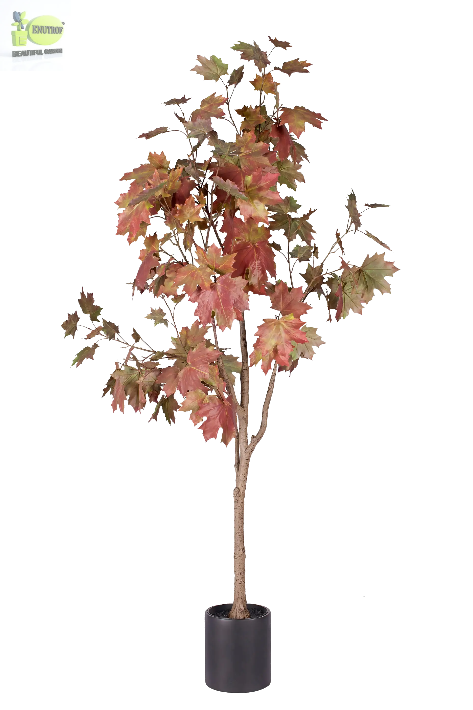 ENUTROF Artificial Autumn Maple Tree – 150cm Dramatic Red-Orange Fake Plant for Home Decor ENUTROF