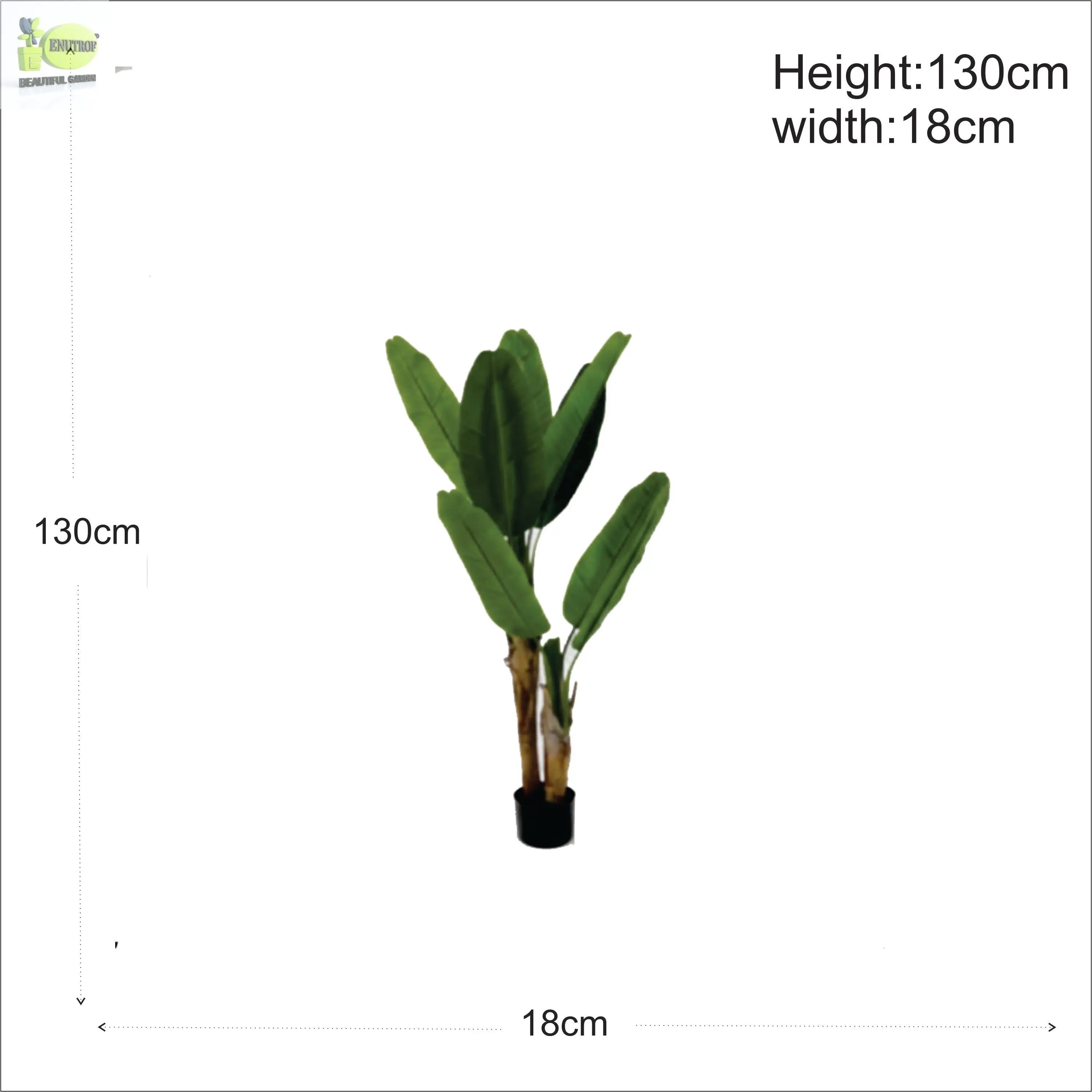 ENUTROF Artificial Banana Plant Musa – 130cm Fake Tropical Plant for Home & Office Decor ENUTROF