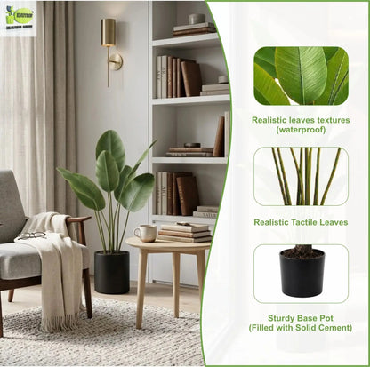 ENUTROF Artificial Bird of Paradise Plant – 120cm Fake Strelitzia for Living Room Decor ENUTROF