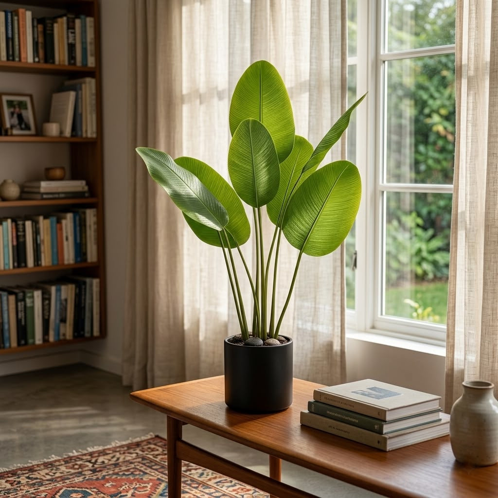 ENUTROF Artificial Bird of Paradise Plant – 120cm Artificial Strelitzia with Pot for Living Room Decor ENUTROF