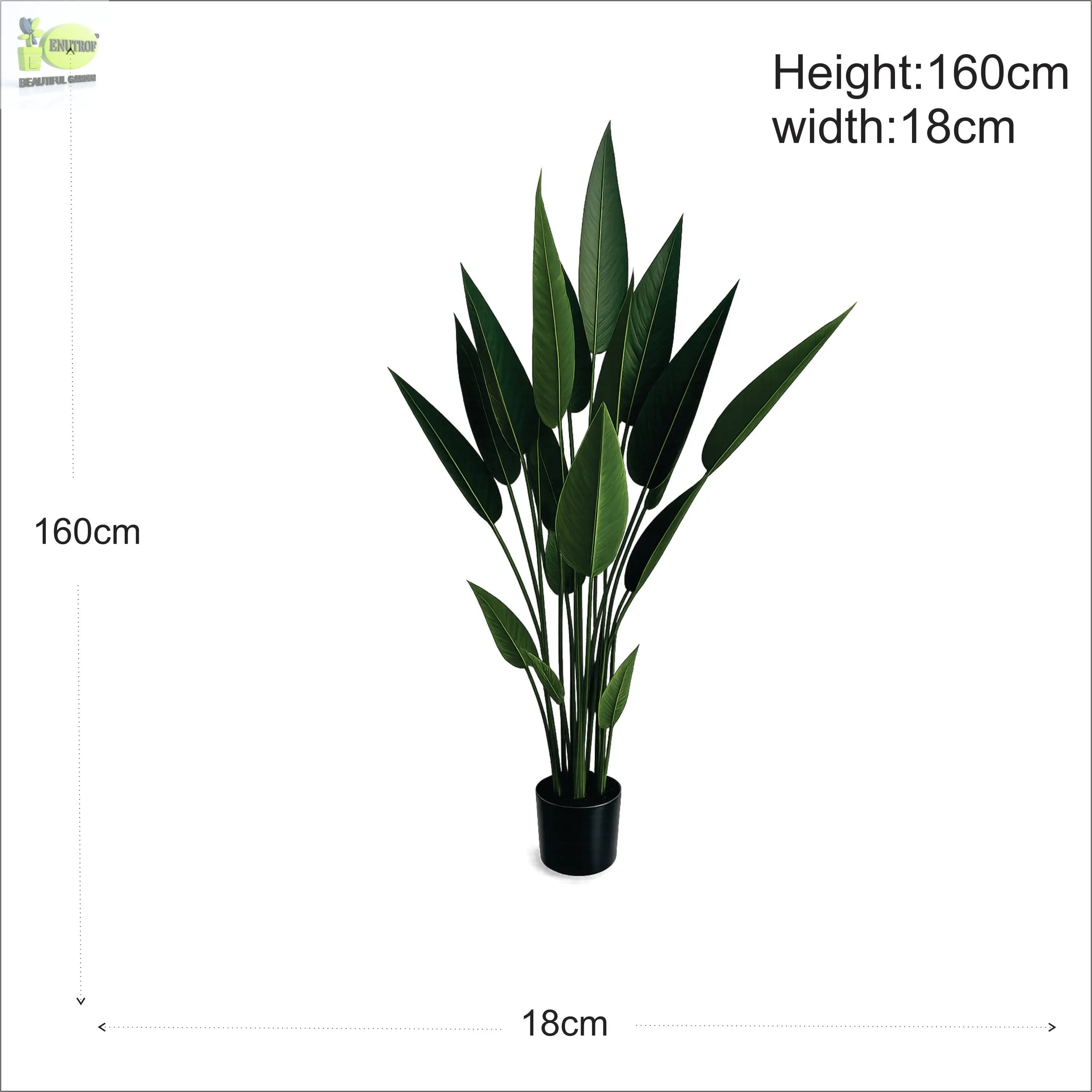 ENUTROF Artificial Bird of Paradise – 160cm Tall Fake Strelitzia Plant for Home & Commercial Decor ENUTROF