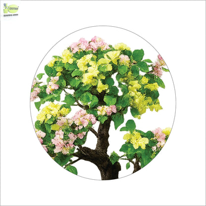 ENUTROF Artificial Bougainvillea Bonsai – 90cm Yellow-Pink Fake Flowering Bonsai Tree ENUTROF